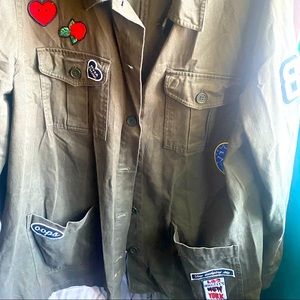 ARMY GREEN JACKET WITH COOL TRENDY PATCHES